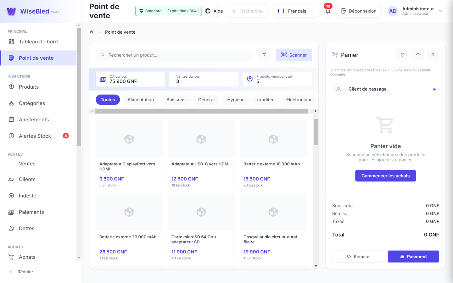 Point de vente WiseBled